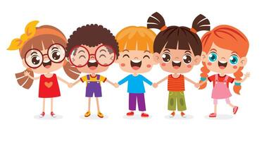 cartone animato multiculturale bambini Tenere mani vettore