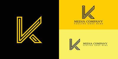 astratto iniziale lettera kv o vk logo nel giallo striscia colore isolato nel nero e giallo sfondo colori applicato per media agenzia azienda logo anche adatto per il marca con iniziale nome kv o vk vettore