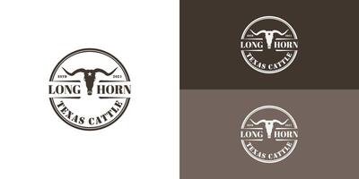 Longhorn logo modello vettore illustrazione nel nero colore presentata con multiplo bianca e in profondità verde sfondo colori. il logo è adatto per agricoltura e cibo attività commerciale logo design ispirazione