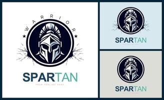 Gladiatore spartano guerriero cavaliere romano classico logo design modello vettore