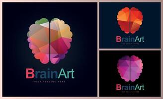 cervello arte mosaico colore moderno logo modello design impostato vettore