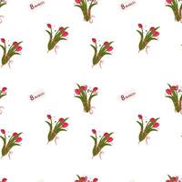 senza soluzione di continuità modello mazzo di tulipani. rosso tulipani. internazionale Da donna giorno. contento Da donna giorno. marzo 8°. vettore illustrazione