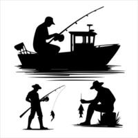 pescatore. pescatore lanci Filatura vettore