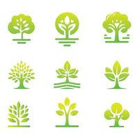 impostato di albero icona concetto di un' stilizzato albero con le foglie vettore