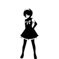silhouette ragazza nel anime stile vettore illustrazione gratuito