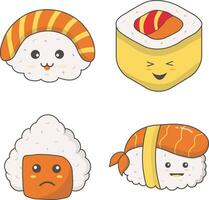 kawaii Sushi illustrazione nel carino cartone animato design. isolato vettore icona