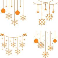 Natale i fiocchi di neve sospeso con piatto design stile. vettore