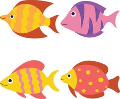 adorabile pesce illustrazione con piatto cartone animato stile. isolato vettore impostato