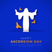 ascensione giorno di Gesù Cristo carta tagliare stile vettore design illustrazione per sfondo, manifesto, striscione, pubblicità, saluto carta