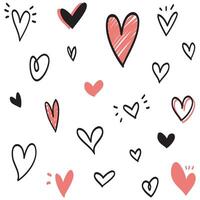 cuori di doodle, cuori d'amore disegnati a mano. illustrazione vettoriale. vettore