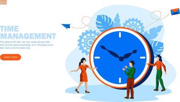 squadra discutere tempo gestione in giro il orologio vettore illustrazione concetto
