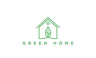 verde foglia porta casa logo vettore illustrazione