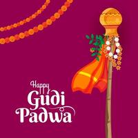 culturale indù nuovo anno Festival Gudi Padwa celebrazione saluto sfondo vettore