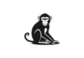 logo di scimpanzé o scimmia icona isolato vettore silhouette design