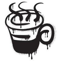 caffè tazza graffiti con nero spray paint.vettore illustrazione. vettore