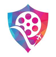 viaggio film logo design vettore icona.