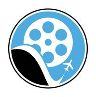 viaggio film logo design vettore icona.