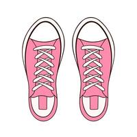 sneaker scarpa per donna icona nel piatto stile. minimalista schema logo rosa colore per scarpe negozio. vettore illustrazione isolato su un' bianca sfondo.
