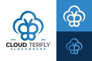 nube farfalla logo design vettore simbolo icona illustrazione