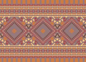 pixel attraversare punto tradizionale etnico modello paisley fiore ikat sfondo astratto azteco africano indonesiano indiano senza soluzione di continuità modello per tessuto Stampa stoffa vestito tappeto le tende e sarong vettore