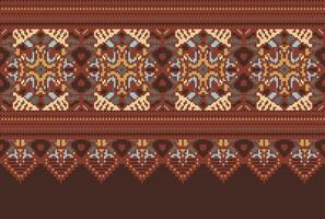 pixel attraversare punto modello con floreale disegni. tradizionale attraversare punto ricamo. geometrico etnico modello, ricamo, tessile ornamento, tessuto, mano cucito modello, culturale Cucitura vettore