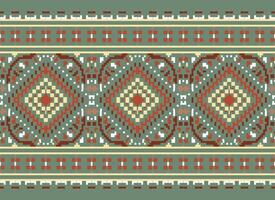 pixel attraversare punto tradizionale etnico modello paisley fiore ikat sfondo astratto azteco africano indonesiano indiano senza soluzione di continuità modello per tessuto Stampa stoffa vestito tappeto le tende e sarong vettore