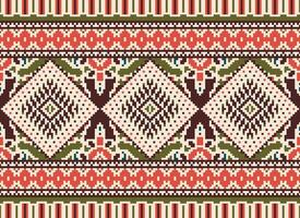 pixel attraversare punto tradizionale etnico modello paisley fiore ikat sfondo astratto azteco africano indonesiano indiano senza soluzione di continuità modello per tessuto Stampa stoffa vestito tappeto le tende e sarong vettore