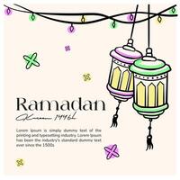Ramadan modello illustrazione scarabocchio e linea arte vettore