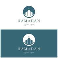 Ramadan mubarak logo con lanterna elementi, mezzaluna Luna e stella moschea costruzione, islamico calligrafia modello, per attività commerciale, architettura, musulmani, eid, eid carte, islamico formazione scolastica vettore