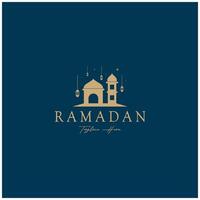 Ramadan mubarak logo con lanterna elementi, mezzaluna Luna e stella moschea costruzione, islamico calligrafia modello, per attività commerciale, architettura, musulmani, eid, eid carte, islamico formazione scolastica vettore