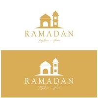 Ramadan mubarak logo con lanterna elementi, mezzaluna Luna e stella moschea costruzione, islamico calligrafia modello, per attività commerciale, architettura, musulmani, eid, eid carte, islamico formazione scolastica vettore