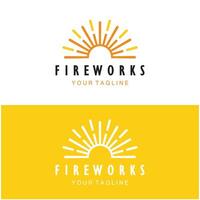 fuochi d'artificio logo design con creativo colorato scintille nel moderno style.logo per affari,marca,celebrazione,fuochi d'artificio,petardi vettore