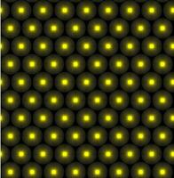 vettore senza soluzione di continuità struttura nel il modulo di giallo palle raggiante con luminosa leggero su un' nero sfondo