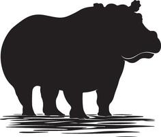 ippopotamo silhouette vettore illustrazione bianca sfondo