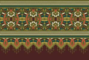 pixel attraversare punto tradizionale etnico modello paisley fiore ikat sfondo astratto azteco africano indonesiano indiano senza soluzione di continuità modello per tessuto Stampa stoffa vestito tappeto le tende e sarong vettore