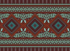 pixel attraversare punto tradizionale etnico modello paisley fiore ikat sfondo astratto azteco africano indonesiano indiano senza soluzione di continuità modello per tessuto Stampa stoffa vestito tappeto le tende e sarong vettore