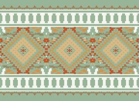 pixel attraversare punto tradizionale etnico modello paisley fiore ikat sfondo astratto azteco africano indonesiano indiano senza soluzione di continuità modello per tessuto Stampa stoffa vestito tappeto le tende e sarong vettore