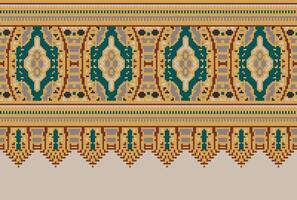 pixel attraversare punto modello con floreale disegni. tradizionale attraversare punto ricamo. geometrico etnico modello, ricamo, tessile ornamento, tessuto, mano cucito modello, culturale Cucitura vettore