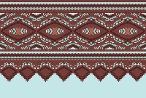 pixel attraversare punto modello con floreale disegni. tradizionale attraversare punto ricamo. geometrico etnico modello, ricamo, tessile ornamento, tessuto, mano cucito modello, culturale Cucitura vettore