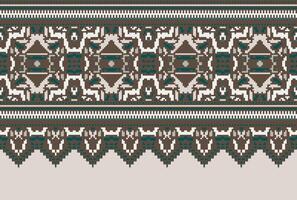 attraversare punto modello con floreale disegni. tradizionale attraversare punto ricamo. geometrico etnico modello, ricamo, tessile ornamento, tessuto, mano cucito modello, culturale Cucitura pixel arte. vettore