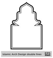 islamico arco design Doppio Linee schema lineare nero ictus sagome design pittogramma simbolo visivo illustrazione vettore