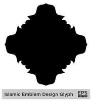 islamico emblema design glifo nero pieno sagome design pittogramma simbolo visivo illustrazione vettore