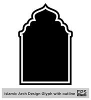 islamico arco design glifo con schema nero pieno sagome design pittogramma simbolo visivo illustrazione vettore