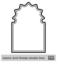 islamico arco design Doppio Linee schema lineare nero ictus sagome design pittogramma simbolo visivo illustrazione vettore