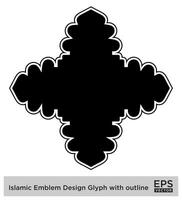 islamico emblema design glifo con schema nero pieno sagome design pittogramma simbolo visivo illustrazione vettore