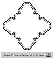 islamico emblema design Doppio Linee nero ictus sagome design pittogramma simbolo visivo illustrazione vettore