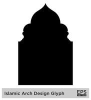 islamico arco design glifo nero pieno sagome design pittogramma simbolo visivo illustrazione vettore