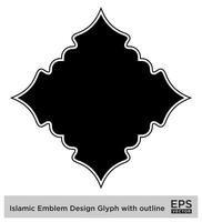 islamico emblema design glifo con schema nero pieno sagome design pittogramma simbolo visivo illustrazione vettore