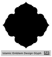 islamico emblema design glifo nero pieno sagome design pittogramma simbolo visivo illustrazione vettore