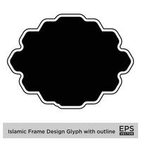 islamico telaio design glifo con schema nero pieno sagome design pittogramma simbolo visivo illustrazione vettore